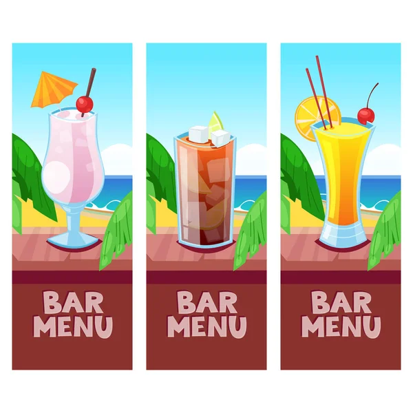 Plantilla Diseño Vectores Menú Barra Playa Con Lugar Para Texto — Vector de stock