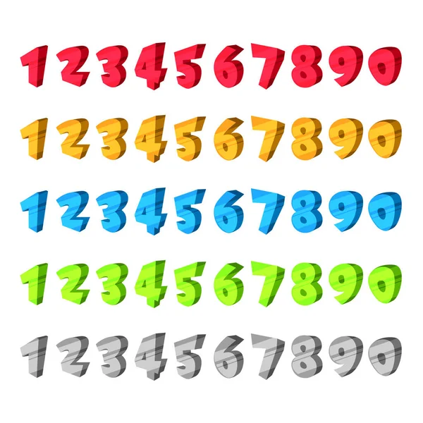 Números Conjunto Ícones Vetoriais Desenhos Animados Sinais Multicoloridos Elementos Design —  Vetores de Stock