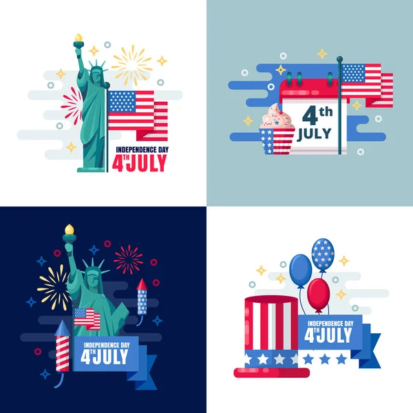 Juli Aufkleber Zum Unabhängigkeitstag Der Usa Etikettendesign Elemente Vektor Urlaub — Stockvektor