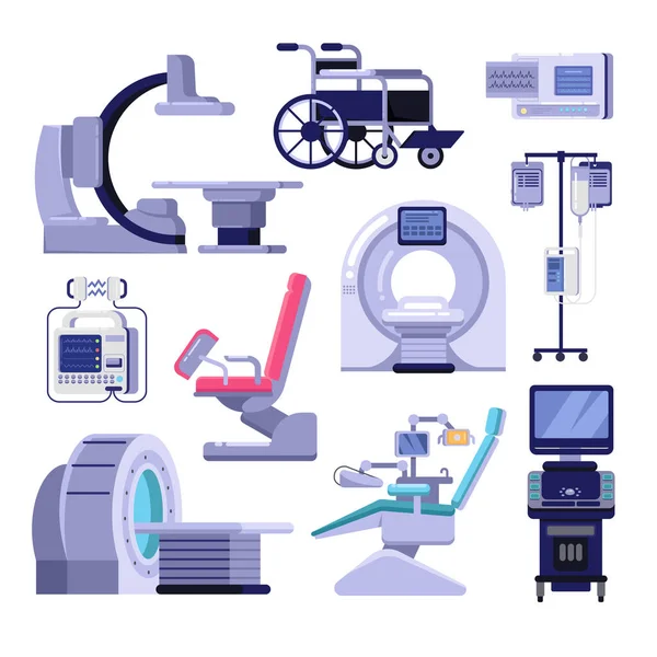 Matériel Médical Diagnostic Examen Illustration Vectorielle Scanner Irm Gynécologie Chaise — Image vectorielle