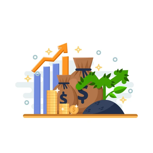 Koncept Podnikání Oblasti Investic Rozvoje Finančního Růstu Rostoucí Zelené Šipky — Stockový vektor