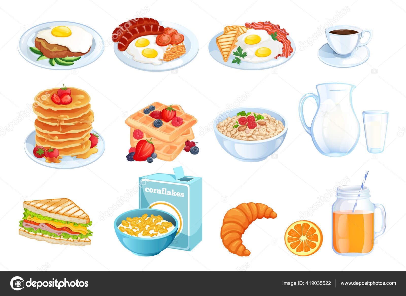 Aliments Isolés Pour Le Petit-déjeuner Japonais Clip Art Libres De