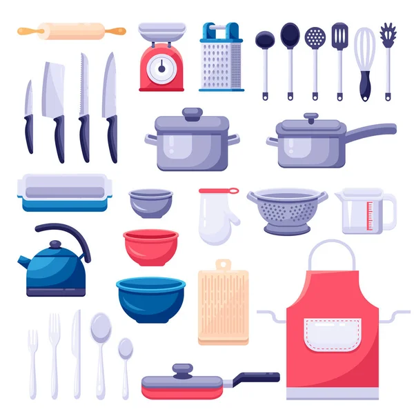 Utensile Cucina Icone Set Elementi Design Utensili Cucina Cucina Moderni — Vettoriale Stock