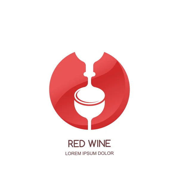 Bouteille Vin Verre Emblème Logo Concept Icône Espace Négatif Cercle — Image vectorielle