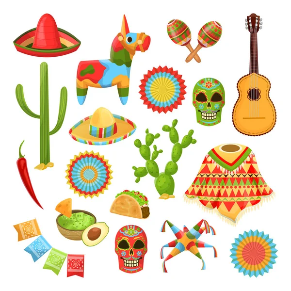 Mexicaanse Nationale Symbolen Vector Design Elementen Voor Cinco Mayo Vakantie — Stockvector