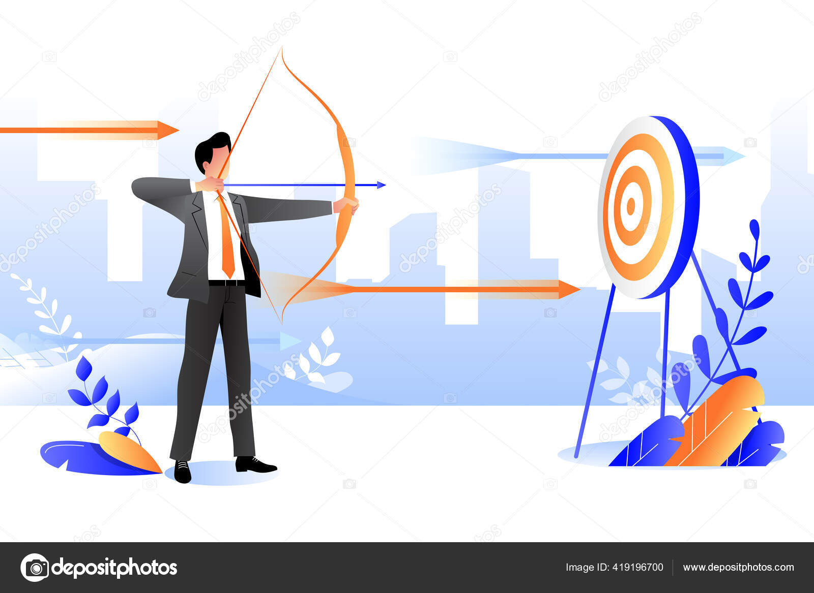 Business Goal Achievement Concept Vector Flat Cartoon Illustration  Successful Businessman Stock Vector Image by ©QualitDesugn #419196700