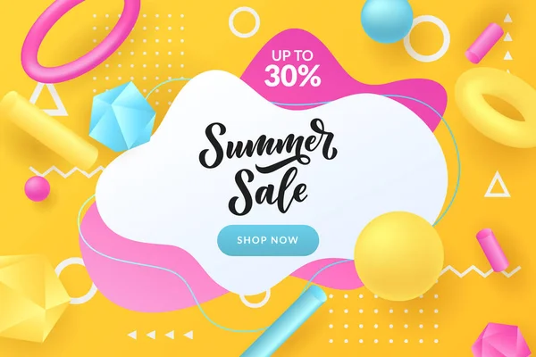 Sommerrabatt Und Verkauf Poster Oder Banner Design Vorlage Vector Mehrfarbige — Stockvektor