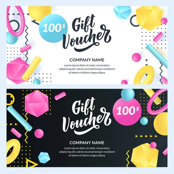 Gift Card Voucher Certificate Coupon Vector Design Template Discount Banner — Stock Vector