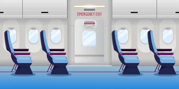 Avion Intérieur Intérieur Avion Vide Avec Porte Sortie Secours Illustration — Image vectorielle