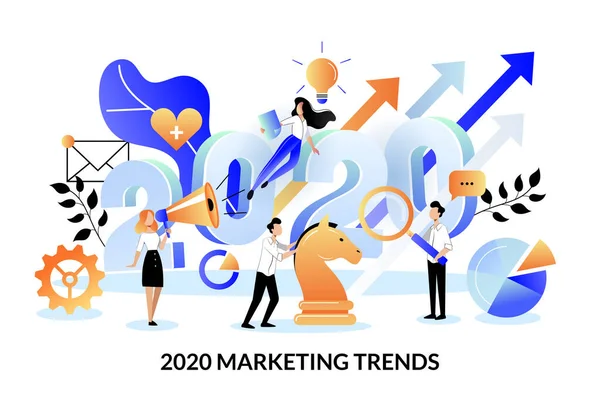 Trendy Marketingu Cyfrowego Strategia Biznes Plan 2020 Nowy Rok Wektor — Wektor stockowy