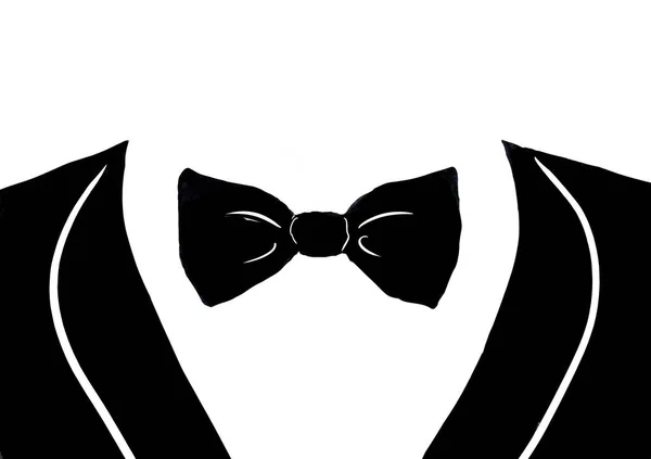 Uitnodiging voor een evenement in een zwart pak en strikje. Elegante zwart-wit kaart. illustratie van een gestileerde afbeelding — Stockfoto