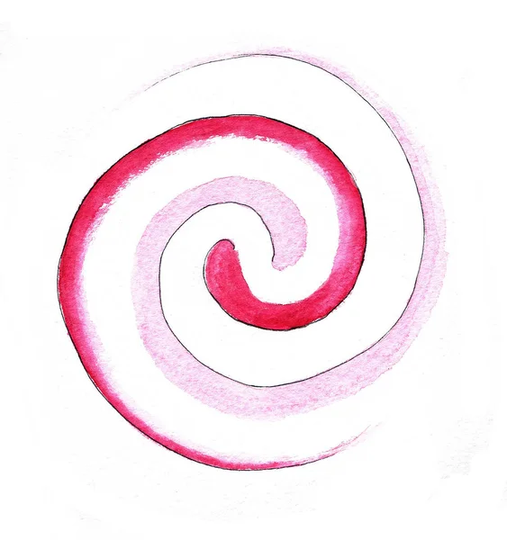 Aquarelle Spirale Modèle Deux Lignes Dans Différentes Nuances Rose Aquarelle — Photo