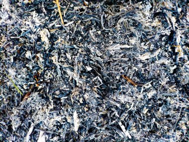 Fırının arka planındaki gri kül, şömineden çıkan kül, kül, kül, odun külleri.