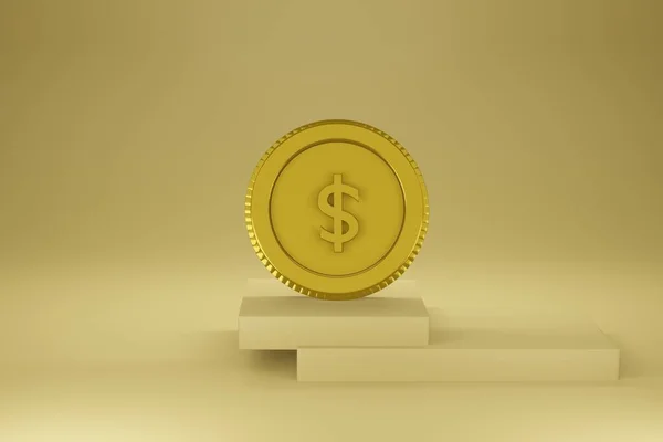 Gold coins finance income business money success. Illustration  wallpaper for backdrop background. Business brochure cover wed design product presentation. 3D Rendering.