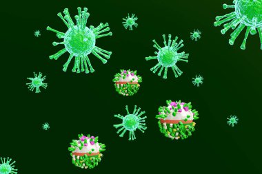 Coronavirus covid-19 Dünyayı Kurtarın. Arkaplan için örnek duvar kâğıdı. İş broşürü düğün tasarımı. Tasarım ürünü sunumu. 3B Hazırlama.