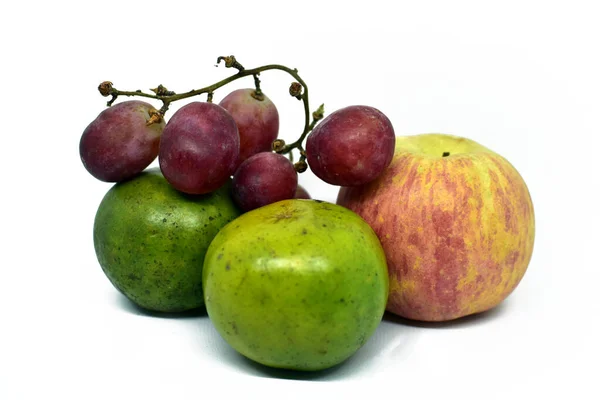 Composition Various Exotic Fruits Isolated White Background — Stock Photo, Image