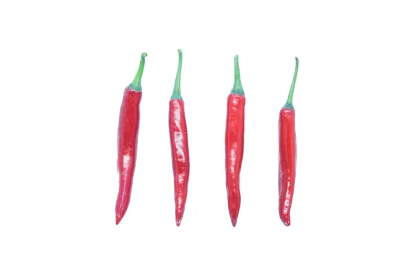 Groep Rode Chili Paprika Geïsoleerd Witte Achtergrond Als Pakket Ontwerp — Stockfoto