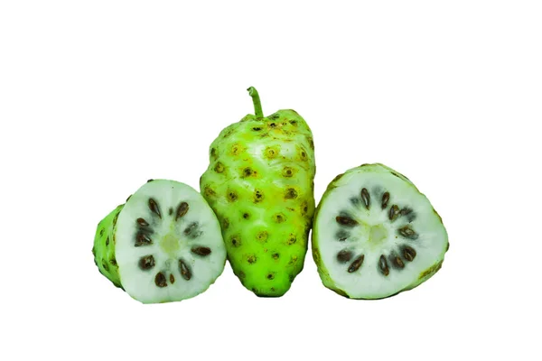 Noni Morinda Citrifolia Rebanada Aislada Sobre Fondo Blanco — Foto de Stock