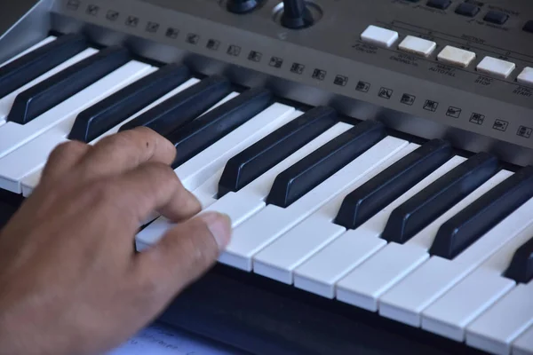 Hands of a keybord player during a live performance