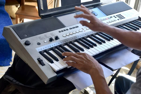 Hands of a keybord player during a live performance
