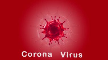 Corona virüsü kırmızı arka planda 3D görüntüleniyor. Covid-19 Konsepti.
