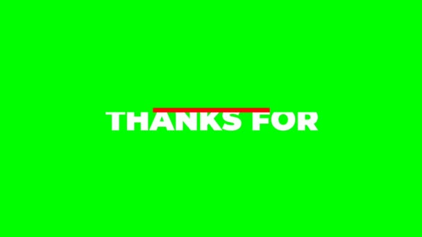 Bedankt Voor Het Bekijken Van Groen Scherm Tekst Animatie — Stockvideo