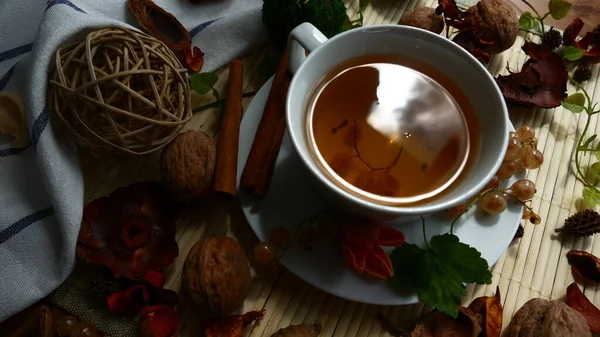 Taza de té con la grosella — Foto de Stock