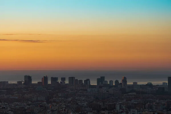 Salida Del Sol Ciudad Barcelona — Foto de Stock