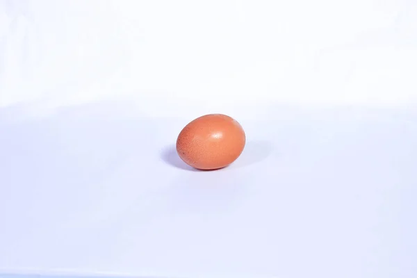 一只鸡蛋在白色背景上被分离出来 主题性食物 — 图库照片