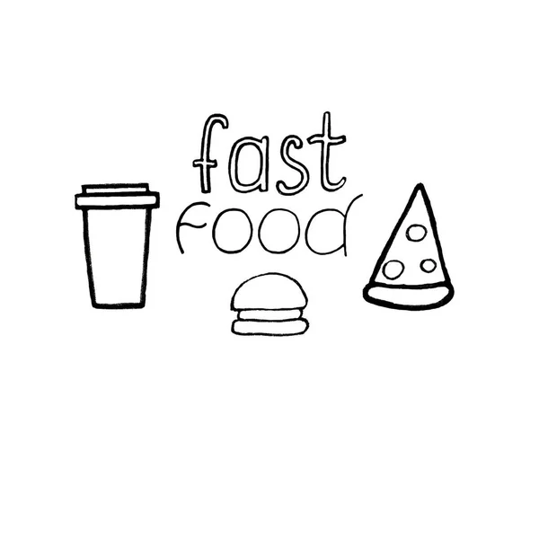 Fast food pictogrammen, mono symbolen — Stockfoto