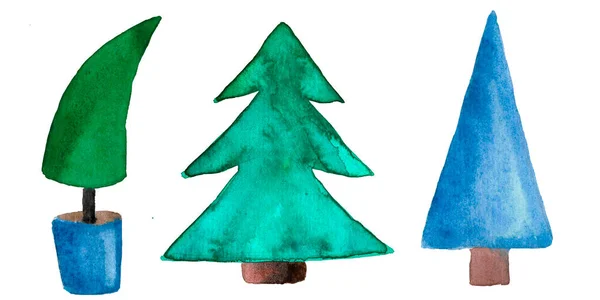Handgezeichnetes Set für Weihnachtsbaum — Stockfoto