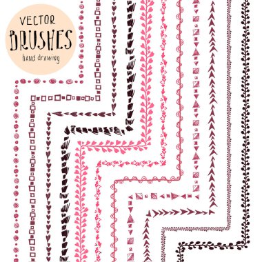 El çizimi vektör desenli fırçalar, iç ve dış köşelerde kullanılmış. çerçeve, vuruş, süs, kenarlar olarak kullanılmak üzere.