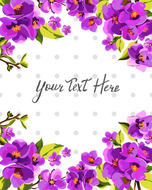 Vektör şirin çiçek çerçevesi, taklit suluboya, arkaplan nesnesi, metin yerleştirebilen dekoratif öge.