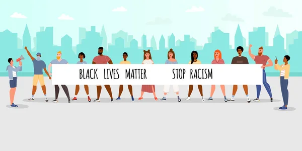 Stop Racisme Zwarte Levens Zijn Belangrijk Zijn Gelijk Geen Racistisch — Stockvector