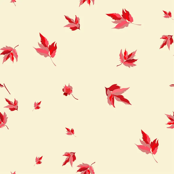 Seamless Pattern Depicting Falling Autumn Red Leaves — Stock Vector