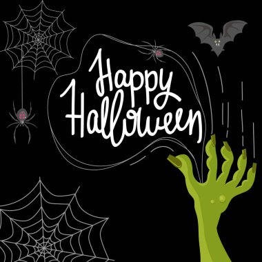 Cadılar Bayramı için kartpostal. Hattatlık yazısında 