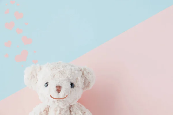 Teddybär Auf Papier Pastell Hintergrund Niedliche Puppe Liebe — Stockfoto
