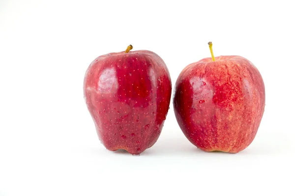 Červená Jablka Bílém Pozadí Chutné Ovoce — Stock fotografie