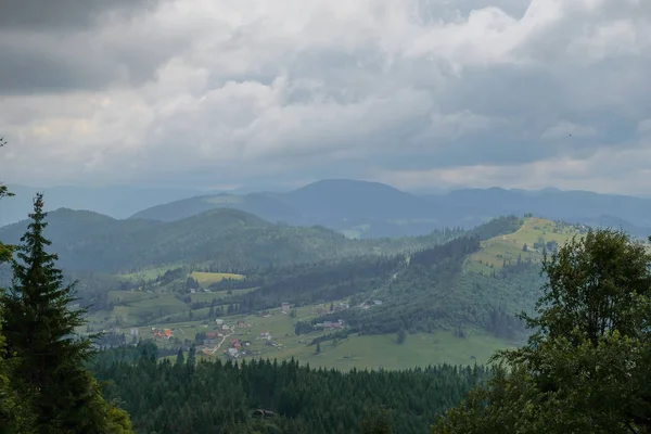 Horská Krajina Letní Západ Slunce Karpatech Modré Hory — Stock fotografie