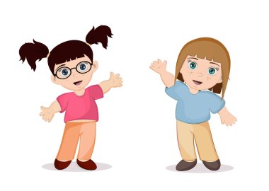 İki küçük kız. Vektör grafikleri