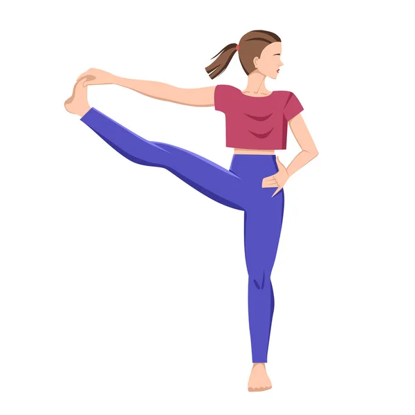 Yoga Ilustração Vetorial Uma Menina Uma Pose Hasta Padangustasana — Vetor de Stock