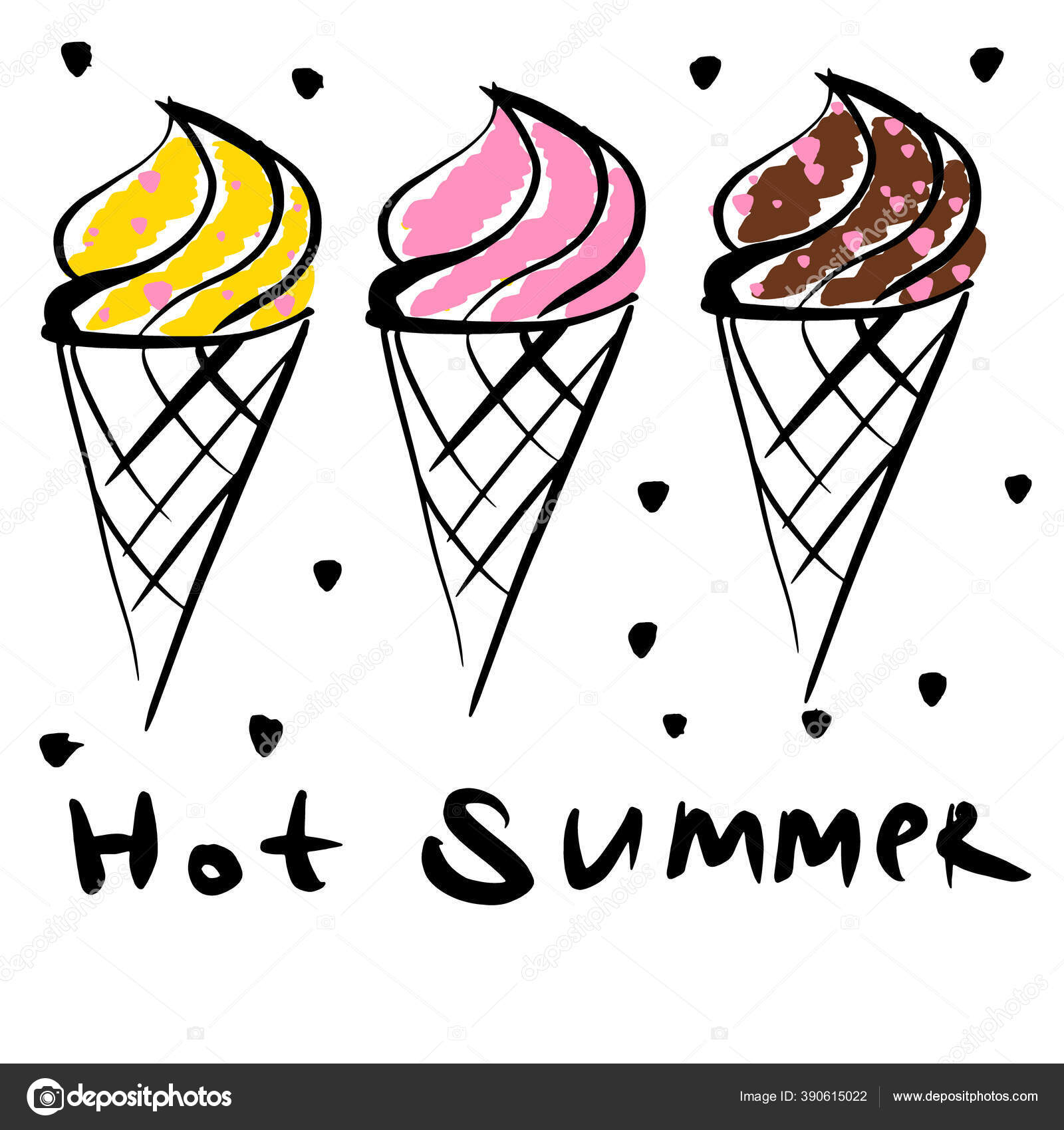 Melting Ice Cream Cone Drawing