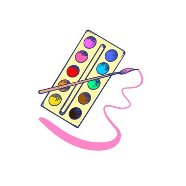 Fırçayla boyanın renkli çizimi. İzole edilmiş beyaz bir arkaplanda hisse senedi temsilciliği. Bir logo için, sosyal ağlardaki simgeler için.