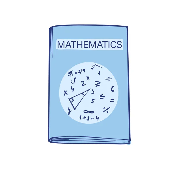Kleur illustratie van een school wiskunde notitieboek. Stock vector illustratie op een witte geïsoleerde achtergrond. Voor een logo, voor iconen in sociale netwerken. — Stockvector