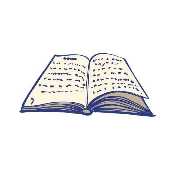 Farbige Illustration eines offenen Buches. Stock Vector Illustration auf weißem, isoliertem Hintergrund. Für ein Logo, für Symbole in sozialen Netzwerken. — Stockvektor
