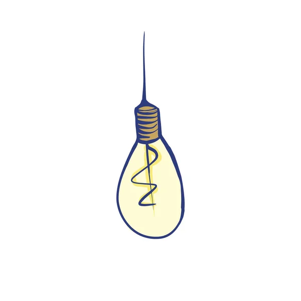 Färgillustration av en glödlampa. Stock Vector illustration på en vit isolerad bakgrund. För en logotyp, för ikoner i sociala nätverk. — Stock vektor