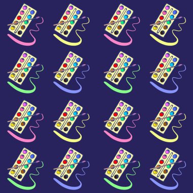 Bir fırça kullanılarak suluboya renginin desen çizimi. Mavi izole edilmiş arka planda stok vektör çizimi. Parmak izi, kumaş, örtü için.