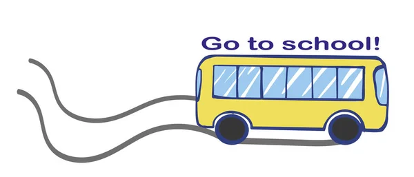 Illustrazione vettoriale di un autobus giallo.Torna a scuola. Concetto arte linea di trasporto pubblico. Progettazione grafica di un veicolo urbano, autobus. Scuolabus. Immagine stock su sfondo bianco isolato — Vettoriale Stock