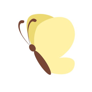 Kelebek Uçuşu. Beyaz arka planda izole edilmiş uçan sarı kelebek ikonunun düz çizimi. Resim yükle