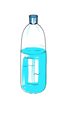 Şişede su içmek. Beyaz izole edilmiş arka planda stok vektör çizimi. Bir logo için, sosyal ağlardaki simgeler için.